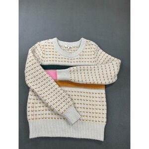 Madewell Sweater Womens Small Multicolor Wool Blend Striped Chunky Knit Pullover